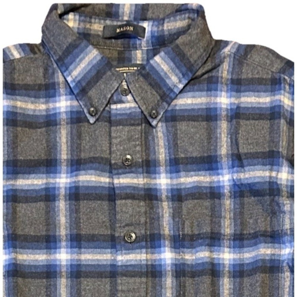 Pendleton Shirt Mens Large‎ Gray Blue Mason Flannel Plaid Long Sleeve Button-Up